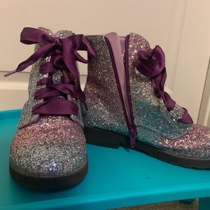 Black & Purple Glitter Boots
